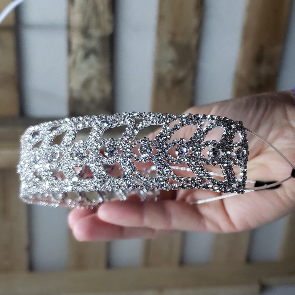 Luxury Natasha rhinestone headband wide silver wedding bridesmaid valentines - Picture 11 of 14
